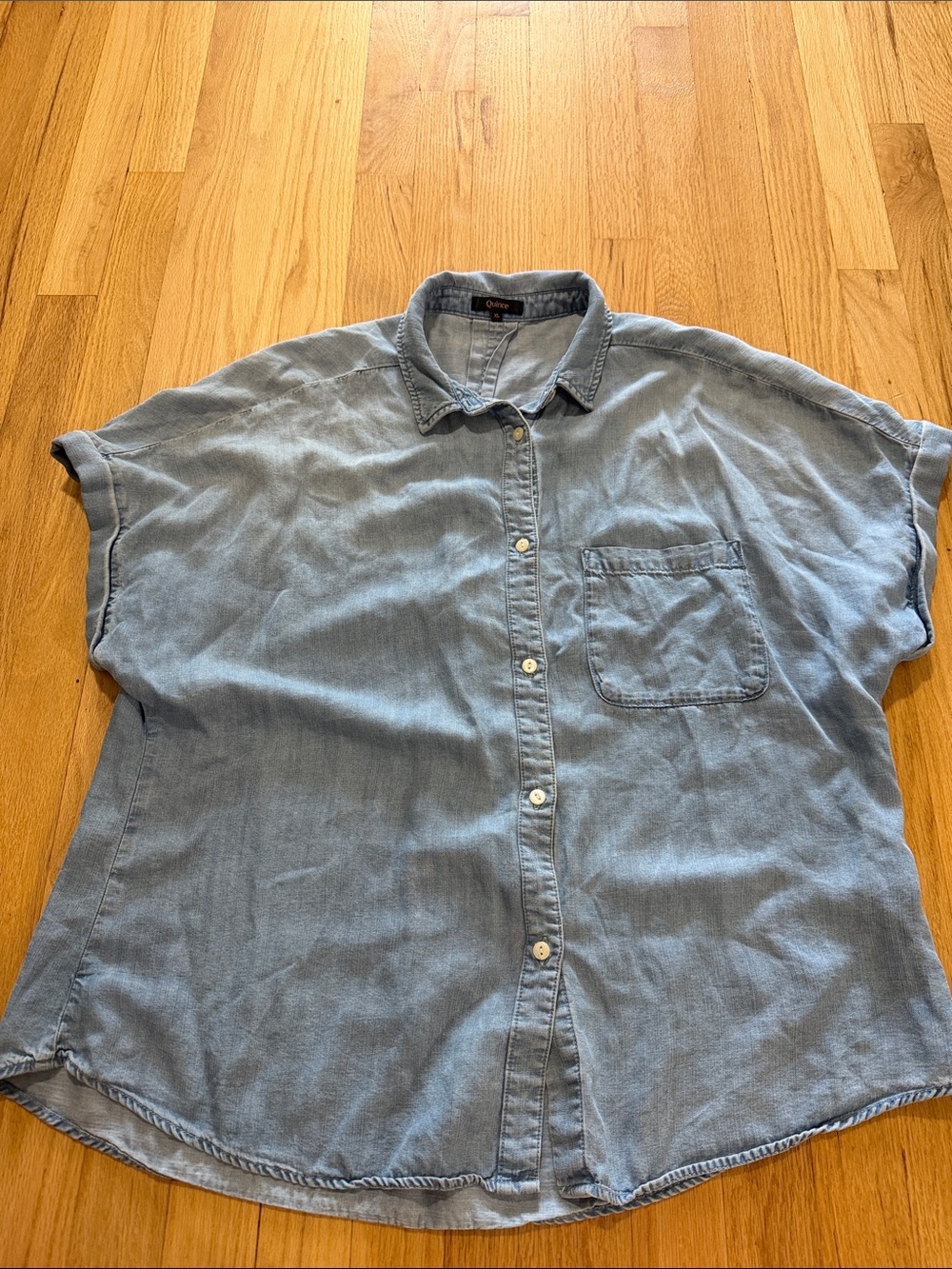 Quince Chambray Tencel Short Sleeve Shirt Sz XL